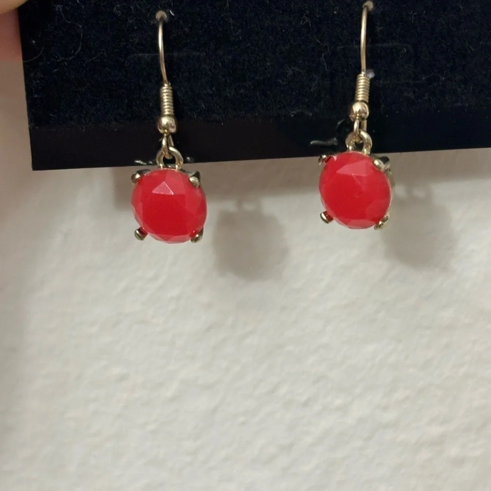 Red Gemstone Drop Earrings